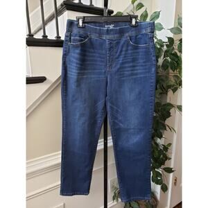 Terra & Sky Jeans Womens 14W Blue Denim Pockets High Rise Waistband Skinny Leg